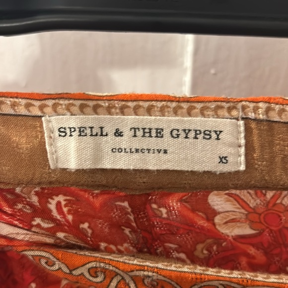 Spell & The Gypsy red/burnt orange patterned pants size XS - Picture 2 of 4